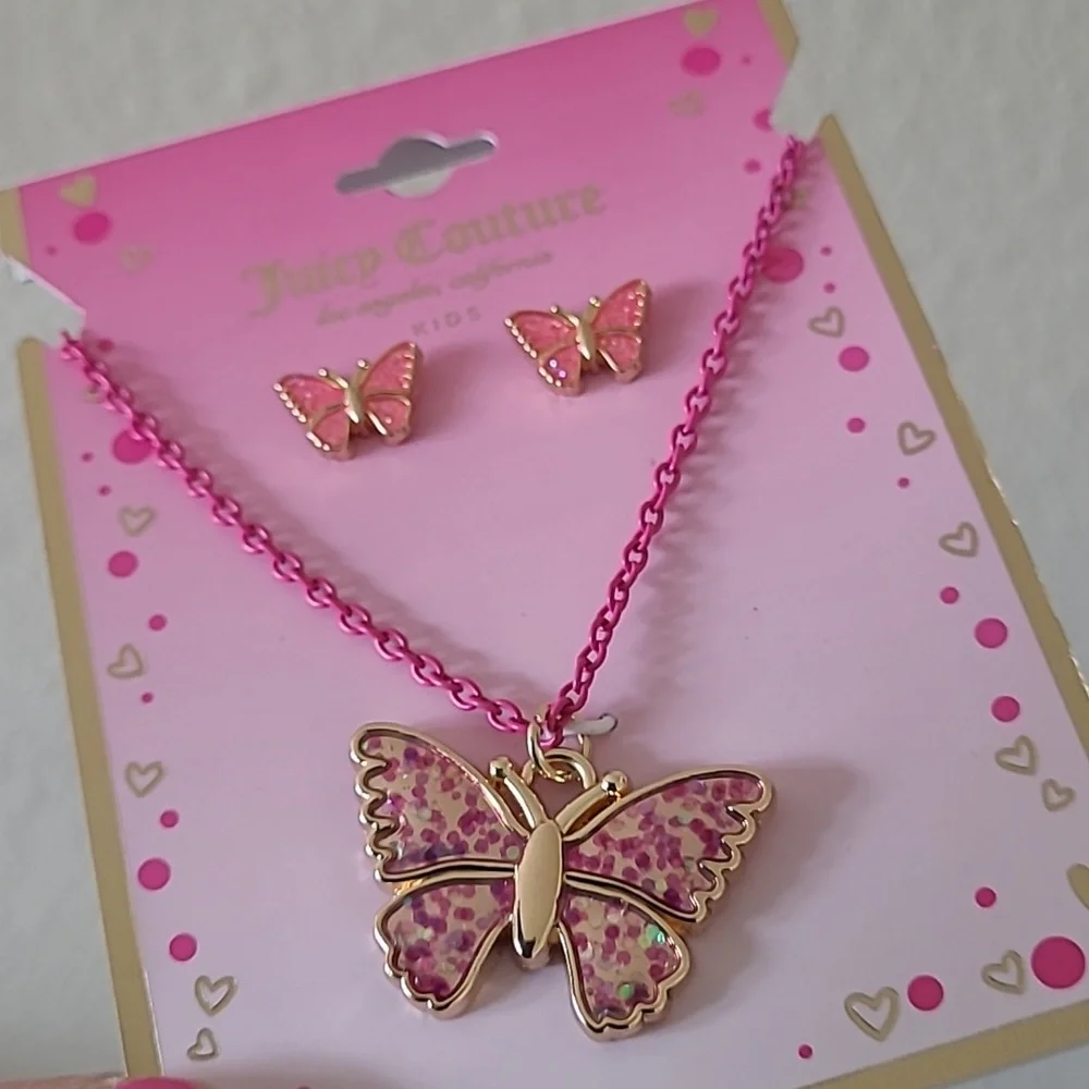 Juicy Couture Butterfly Necklace With Matching Earrings
